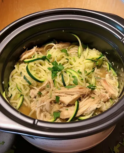 Amazing Crockpot Chicken and Zucchini Noodles