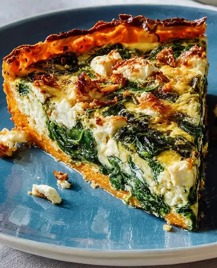 Spinach & Feta Quiche with Sweet Potato Crust