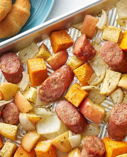 Sheet-Pan Chicken Sausage with Fall Vegetables