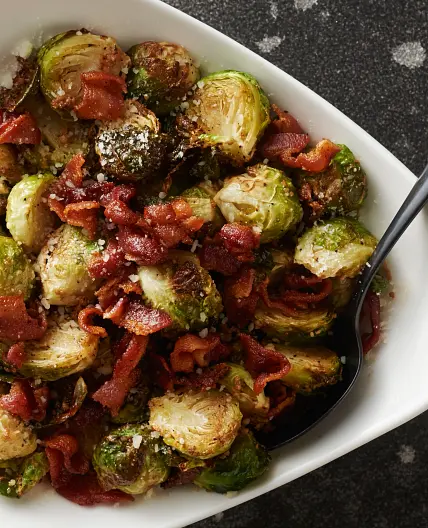 Air Fryer Balsamic Bacon Brussels Sprouts