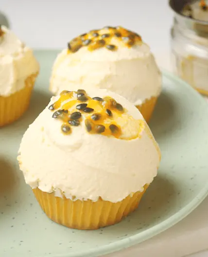 Lemon Cupcake with Passion Fruit Mascarpone Icing