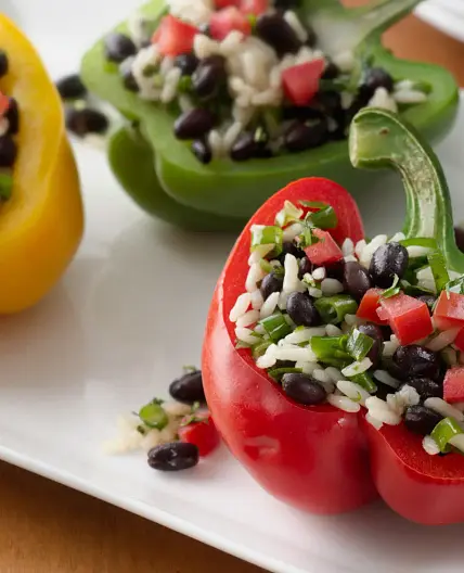 Grilled Black Bean- and Rice-Stuffed Peppers