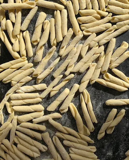 Making Fusilli with Homemade Semolina Pasta Dough