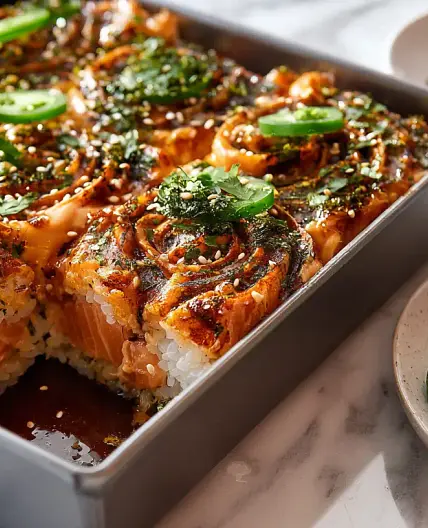 Spicy Salmon Sushi Bake