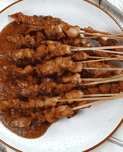 Indonesian Sate Padang (Beef Skewers with Peanut Sauce)