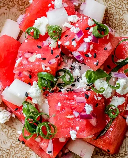 Watermelon Feta Salad with Pickles