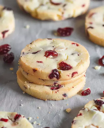 White Chocolate Cranberry Shortbread Cookies