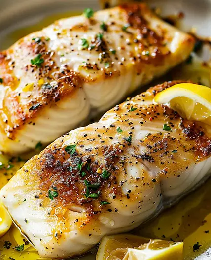 Golden Seared Cod with Herb Butter Sauce