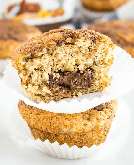 Nutella Stuffed Banana Muffins