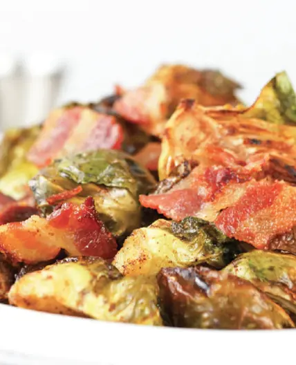 Roasted Brussels with Bacon and Cinnamon