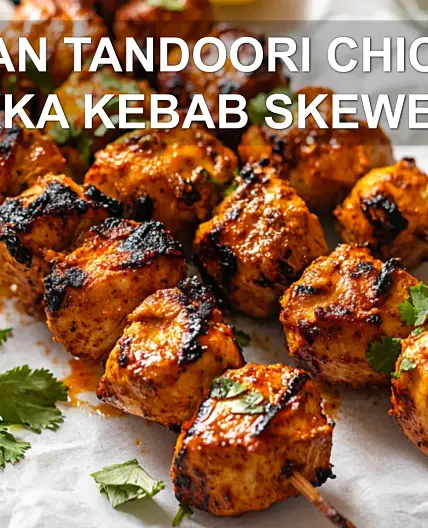 INDIAN TANDOORI CHICKEN TIKKA KEBAB SKEWERS