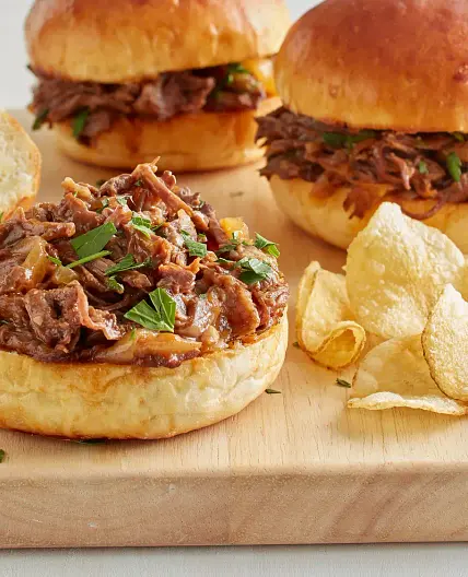 Slow-Cooker French Onion Shredded Beef Sandwiches