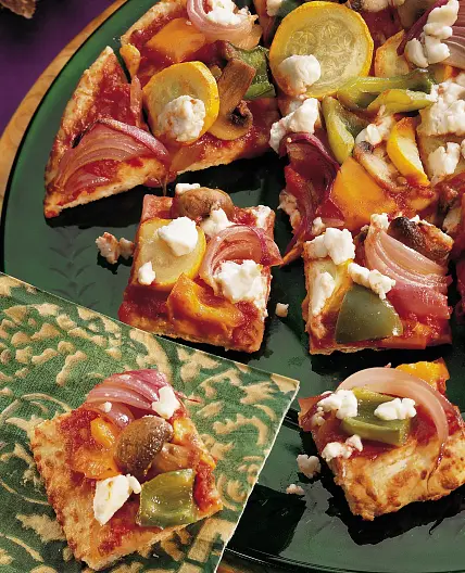 Roasted Vegetable and Goat Cheese Pizza