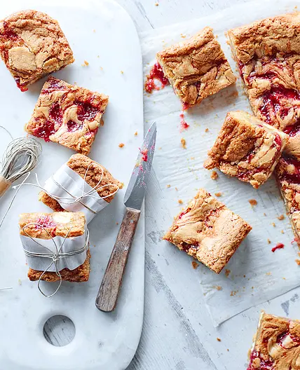 Strawberry and White Chocolate Blondies