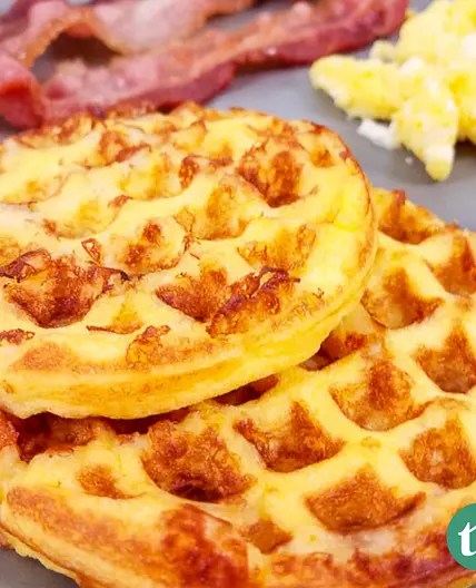 Easy Breakfast Chaffles with Eggs and Bacon