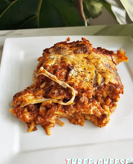Three-Cheese Baked Spaghetti