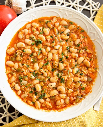 Spanish Beans and Tuna in a Hearty Tomato Sauce