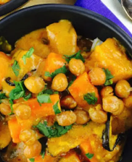 Vegan Coconut & Pumpkin Curry with Roasted Chickpeas