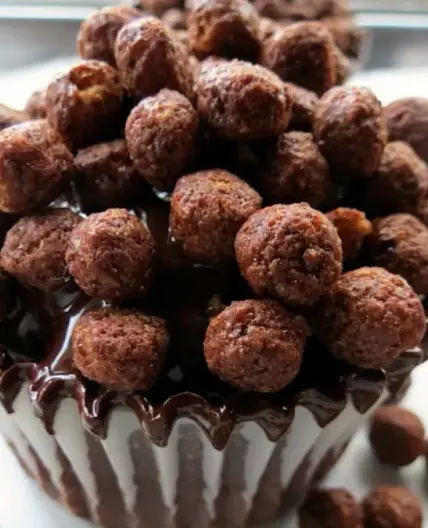 The Best Chocolate Ganache Cupcakes with Cocoa Puff Crunch: