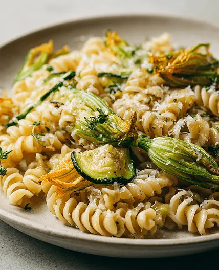Fusili Zucchini und Zucchiniblüten