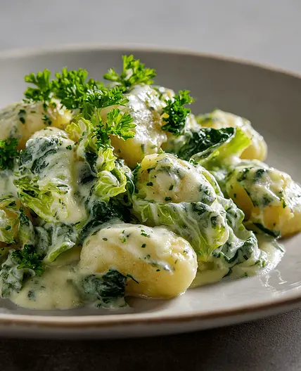 Rahmwirsing mit Pasta oder Gnocchi