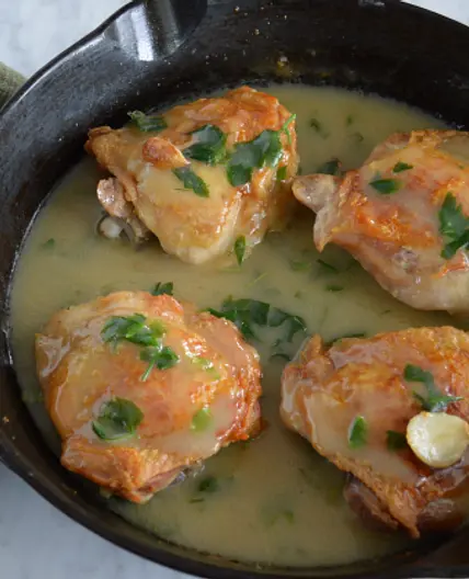 Skillet Roasted Chicken Thighs with Lemon Garlic Sauce (AIP)