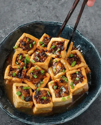 Vegan Hakka-Style Stuffed Tofu