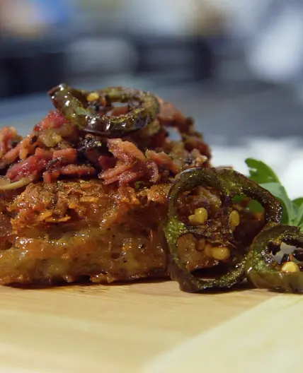 Twice Fried Pastrami Latkes