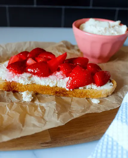 Almond Ricotta Toast with Macerated Strawberries