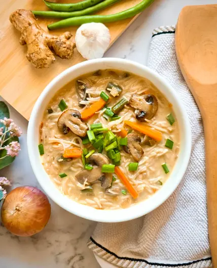 EASY Vegetable Noodle Soup Recipe (Creamy Style!)