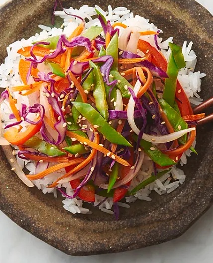 Microwave Stir-Fry Vegetables with Sesame Sauce