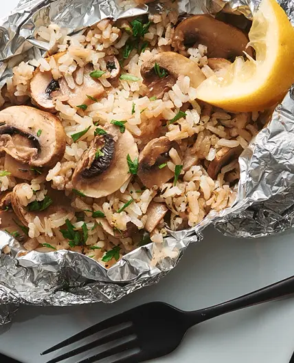 Herbed Mushroom and Rice Foil Packs