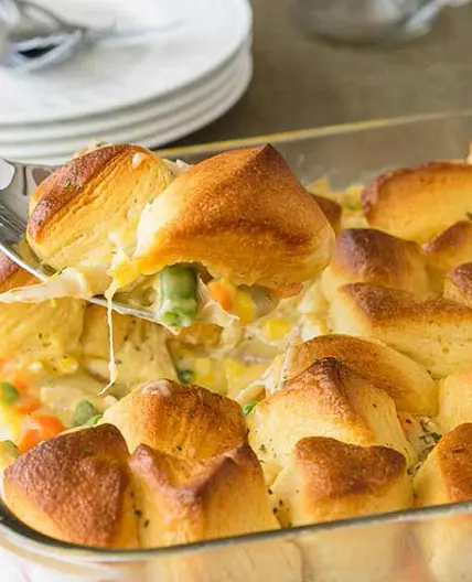 Chicken Pot Pie Bake with Biscuits