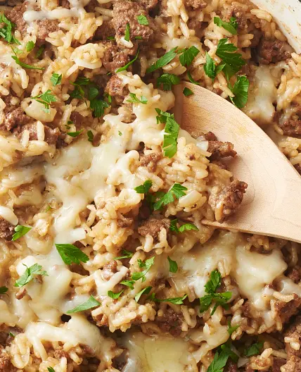 One-Pot French Onion Soup Rice Skillet