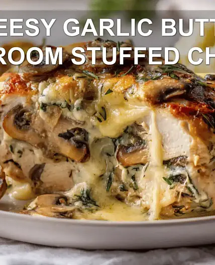 CHEESY GARLIC BUTTER MUSHROOM STUFFED CHICKEN