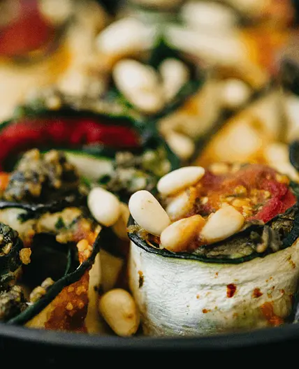 Pesto zucchini roll up lasagne