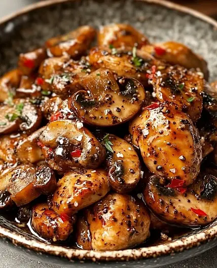 Black Pepper Chicken with Mushrooms