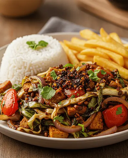 Col saltada (mi versión vegana del lomo saltado peruano)