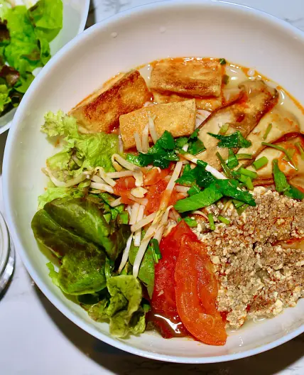Bun Rieu Chay (Vietnamese Vegan Crab Noodle Soup)