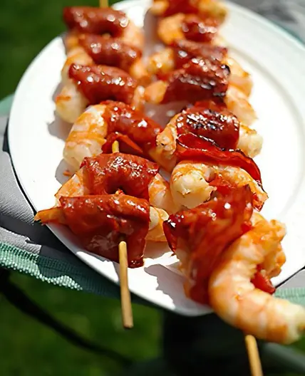 Brochettes de crevettes au chorizo