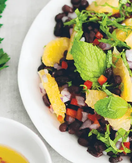 Black bean, orange, coriander and mint salad
