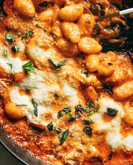 Three Cheese Baked Gnocchi with Spinach