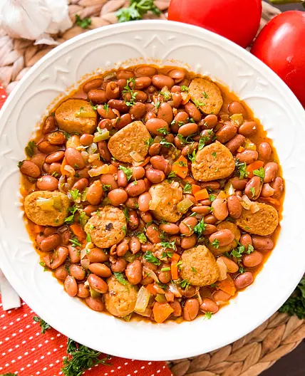 Spiced Pinto Beans with Sausage & Vegetables