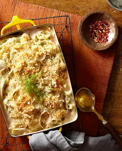 Fennel Gratin with Parmesan Bread Crumbs