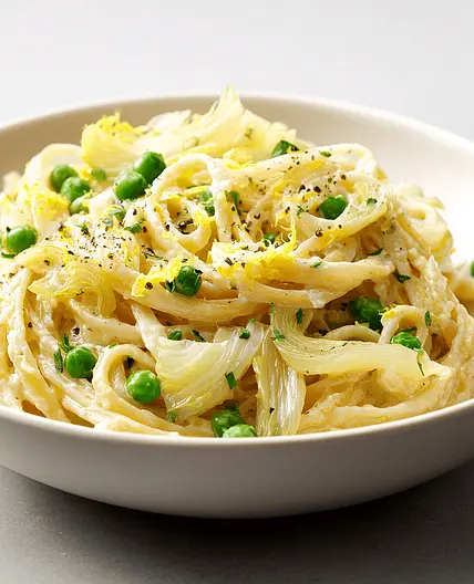 Zitronen Fenchel Erbsen Pasta