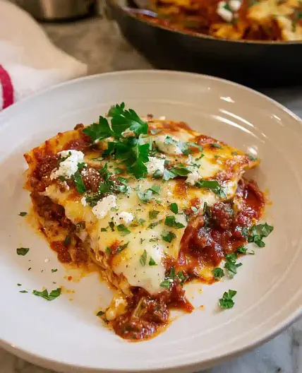 Easy Skillet Lasagna with Three Cheeses
