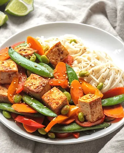 Sweet & Spicy Sriracha Tofu Stir Fry with Veggies