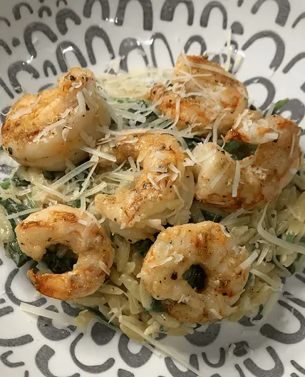 One Pan Creamy Parmesan Orzo with Shrimp