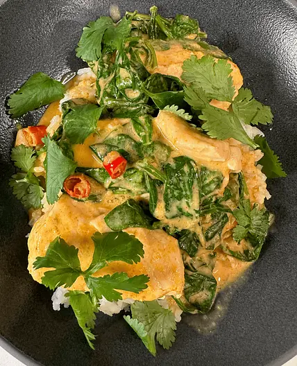 One Pan Salmon Coconut Curry