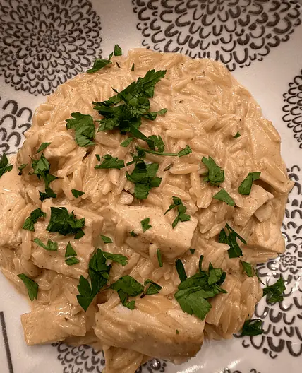 One Pan Cajun Chicken Alfredo Orzo
